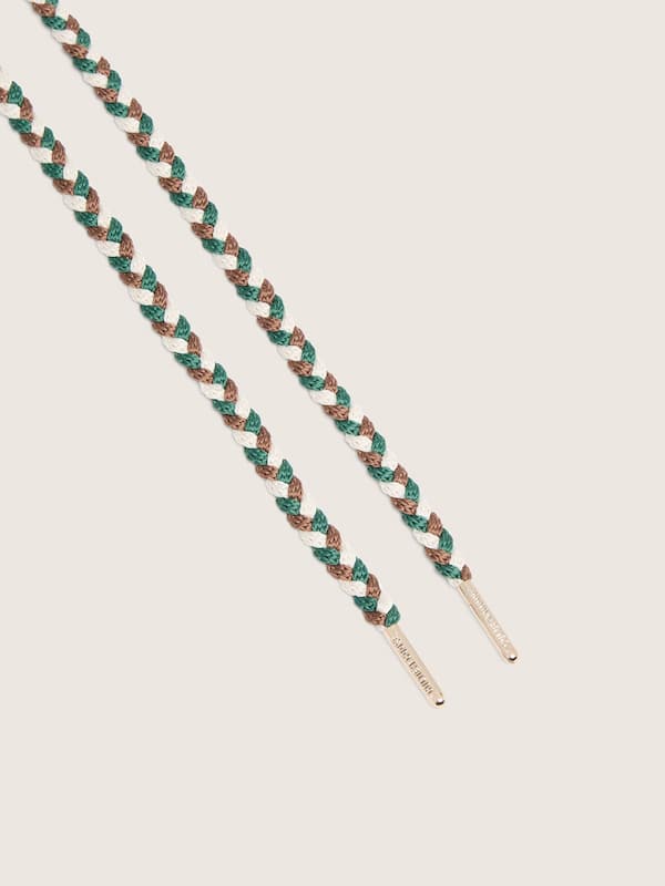 Golden Goose - Braided laces in cream, green and brown with silver details in 