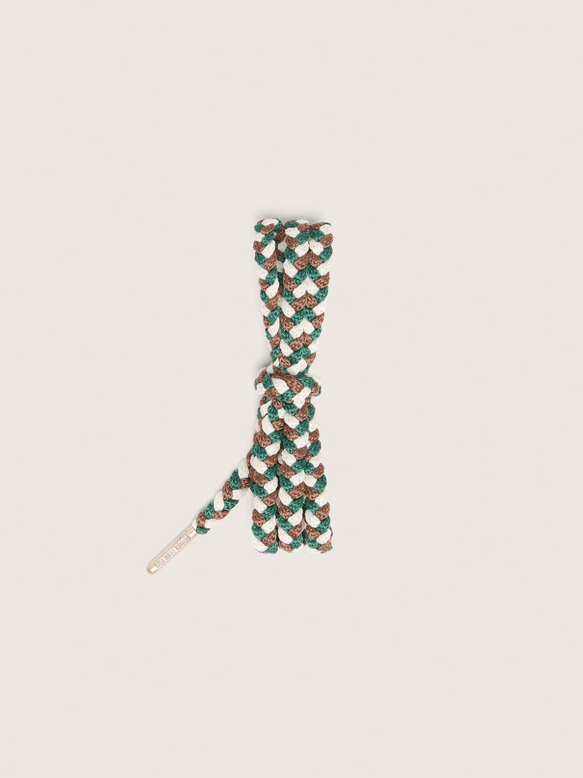 Golden Goose - Braided laces in cream, green and brown with silver details in 