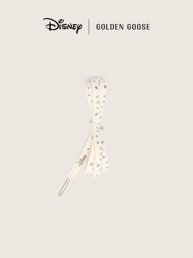 Golden Goose Disney | Golden Goose Cordones de algod&oacute;n color crema con logotipos y dibujos negros en contraste Cordones white unisex