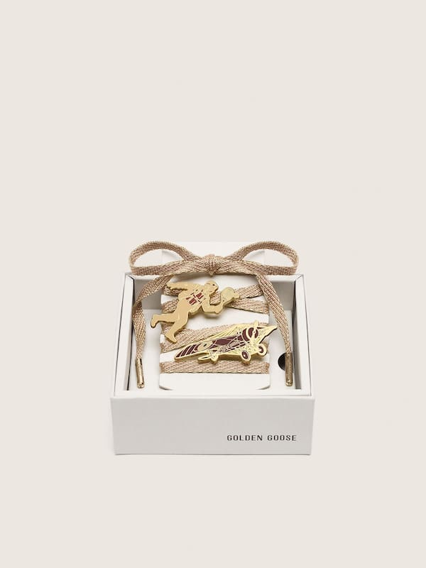 Golden Goose - Skins metallic red-clay laces with two pins in 