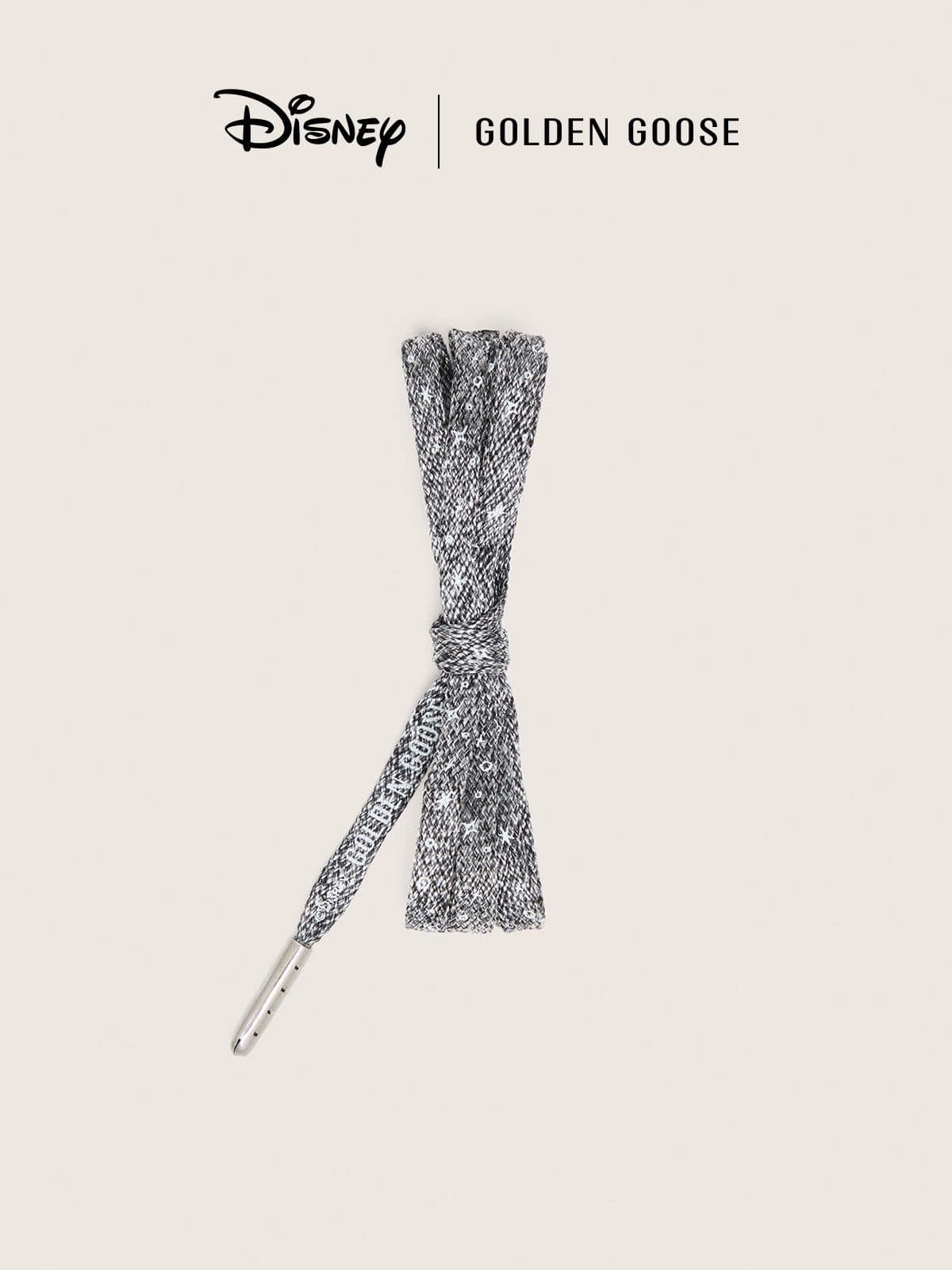 Golden Goose Disney | Golden Goose Lacci in cotone nero con loghi e disegni argento a contrasto Lacci black unisex