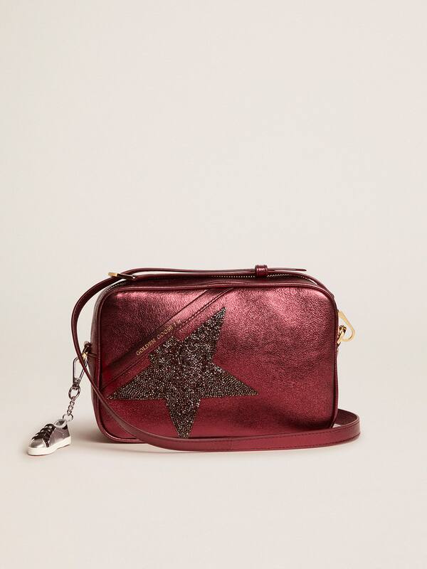 Star Bag made of red laminated leather with Swarovski star