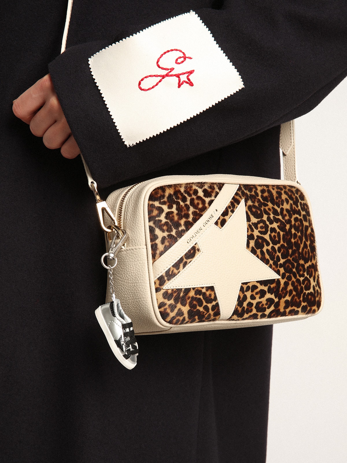 Golden Goose - Off-white Star Bag with leopard-print pony skin insert     in 