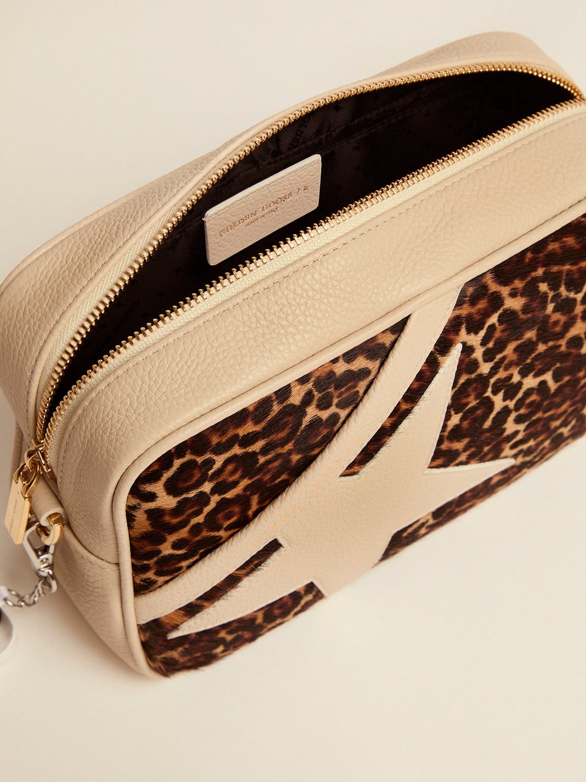 Golden Goose - Off-white Star Bag with leopard-print pony skin insert     in 