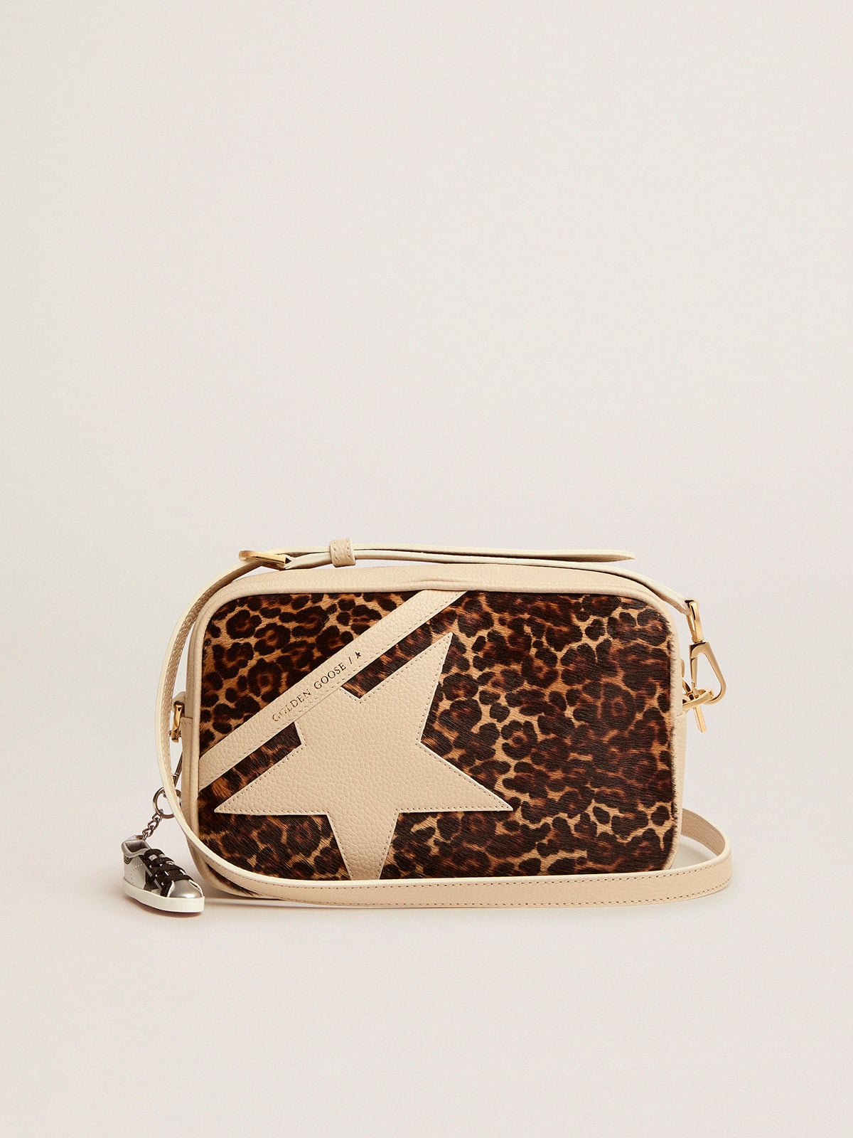 Golden Goose - Off-white Star Bag with leopard-print pony skin insert     in 