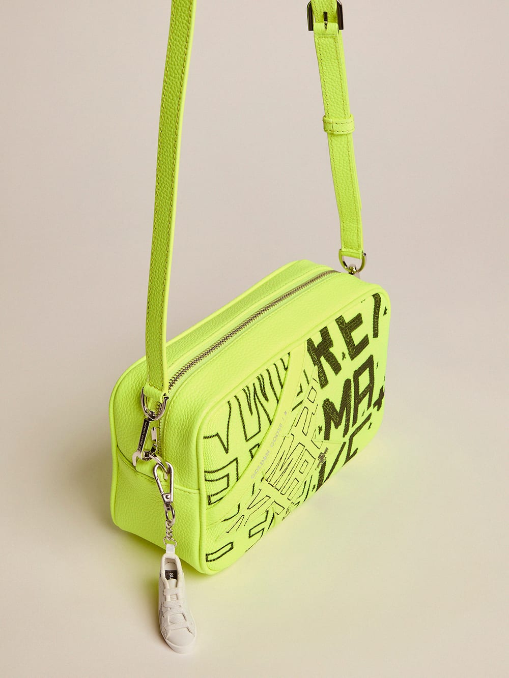 Golden Goose - Fluorescent yellow Star Bag in canvas with Sneakers Maker print in 