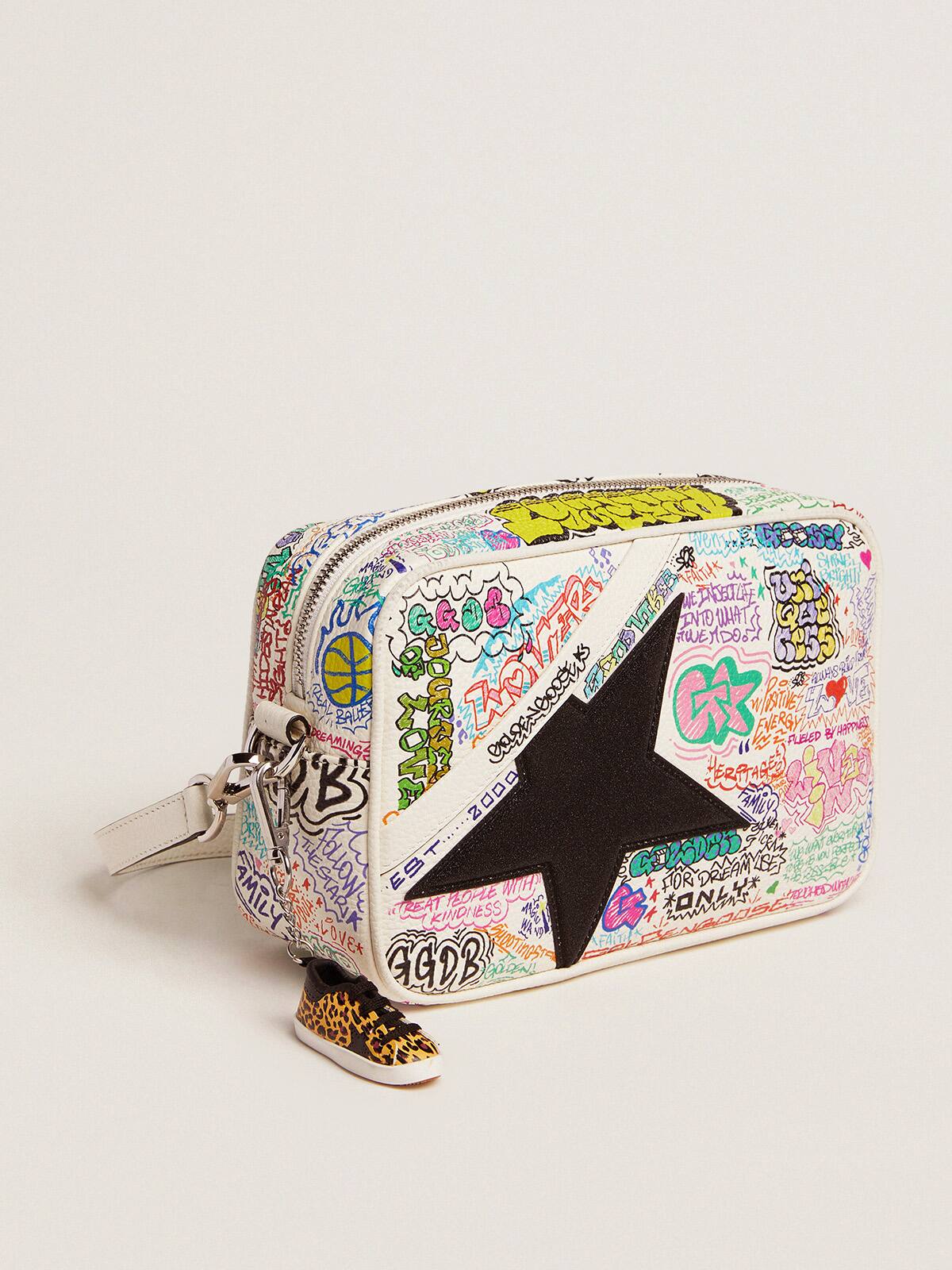 Golden Goose - Star Bag with graffiti print and black glitter star in 