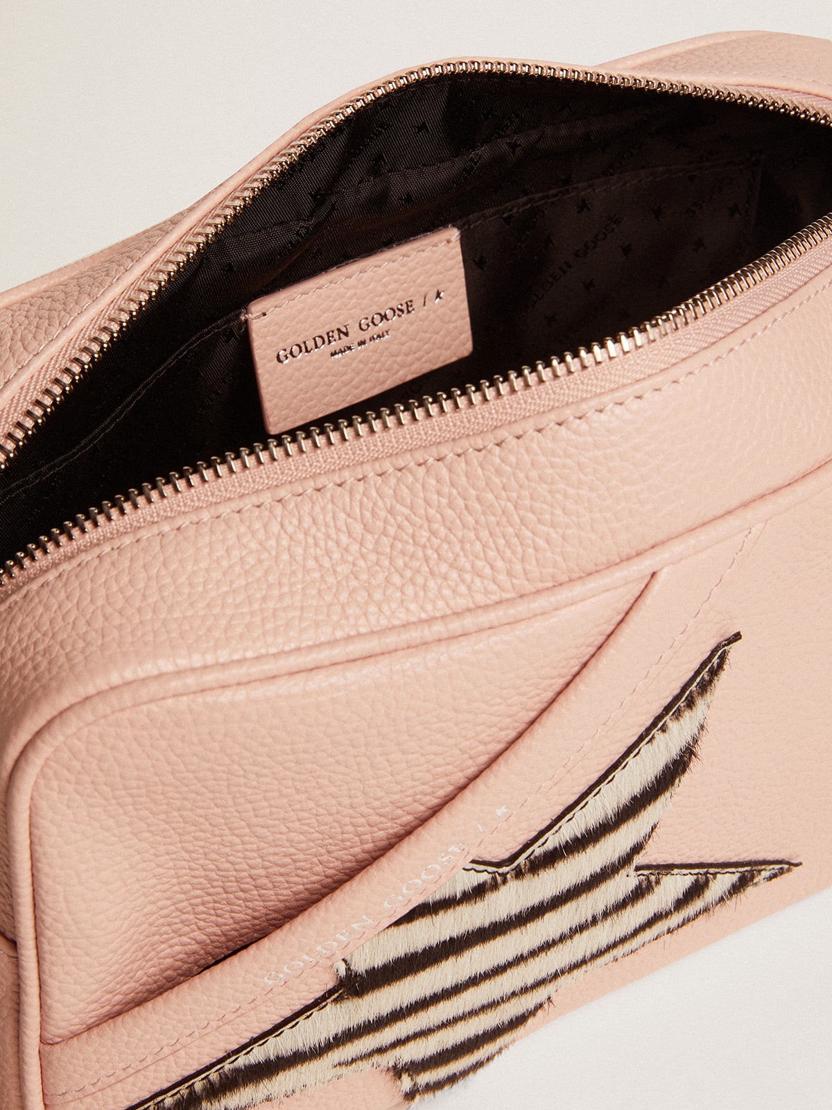 Golden Goose - Women's Star Bag in pink leather with zebra print pony skin star in 