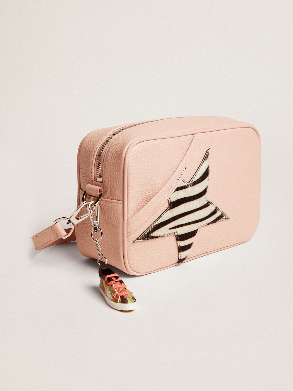 Golden Goose - Star Bag in pelle rosa con stella in cavallino zebrato in 