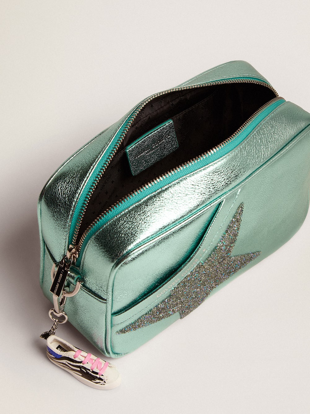 Golden Goose - Türkisfarbene Damen-Star Bag aus Leder mit Swarovski-Kristallen in 