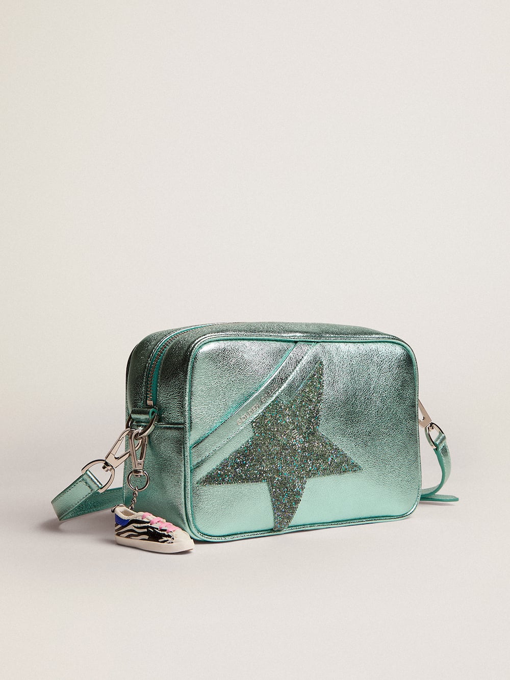 Golden Goose - Women's Star Bag in turquoise leather with star in Swarovski crystals in 