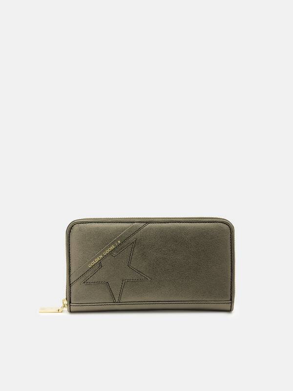 Large green laminated Star Wallet