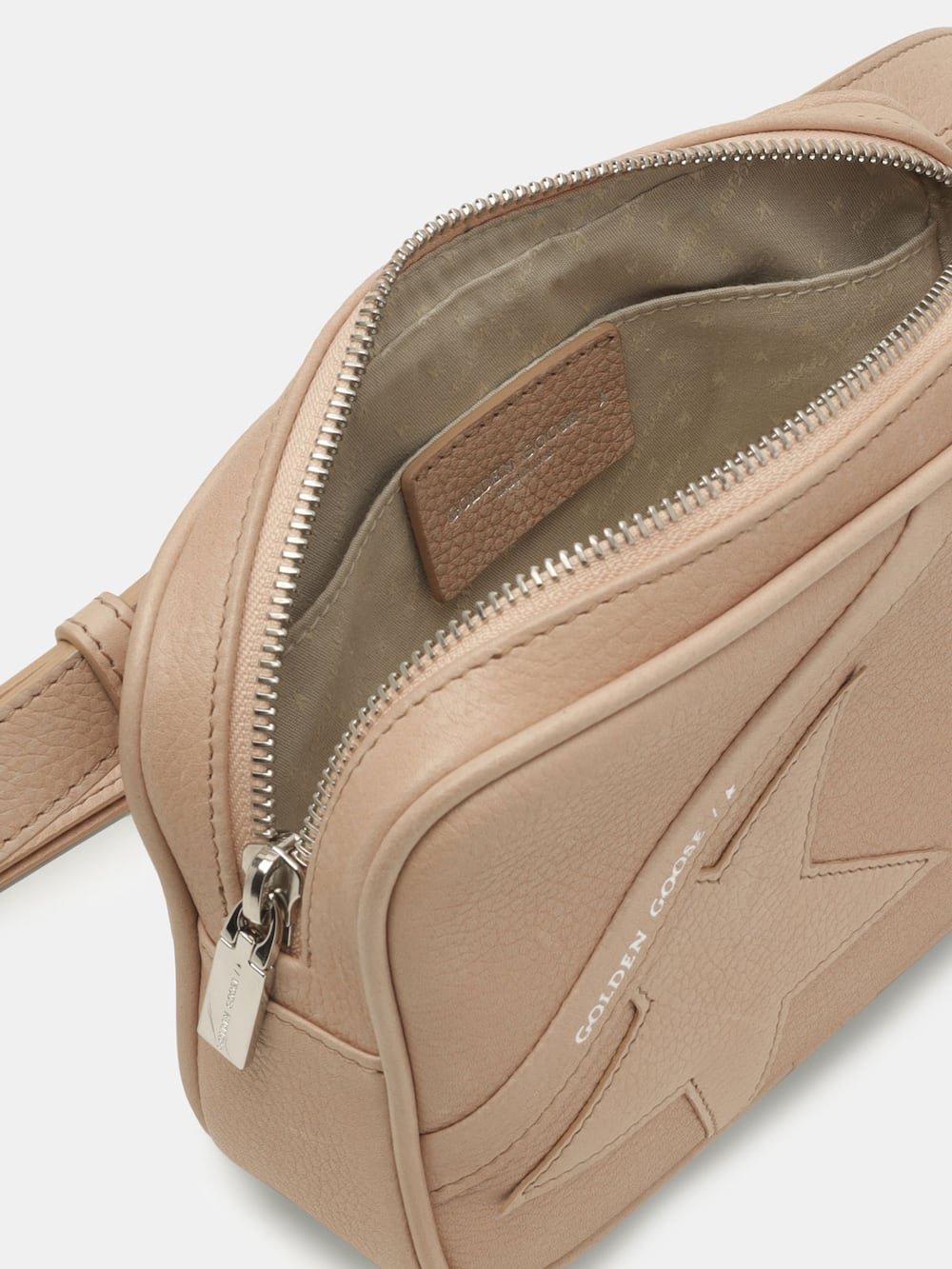 Golden Goose - Nude Star Belt Bag made of hammered leather in 