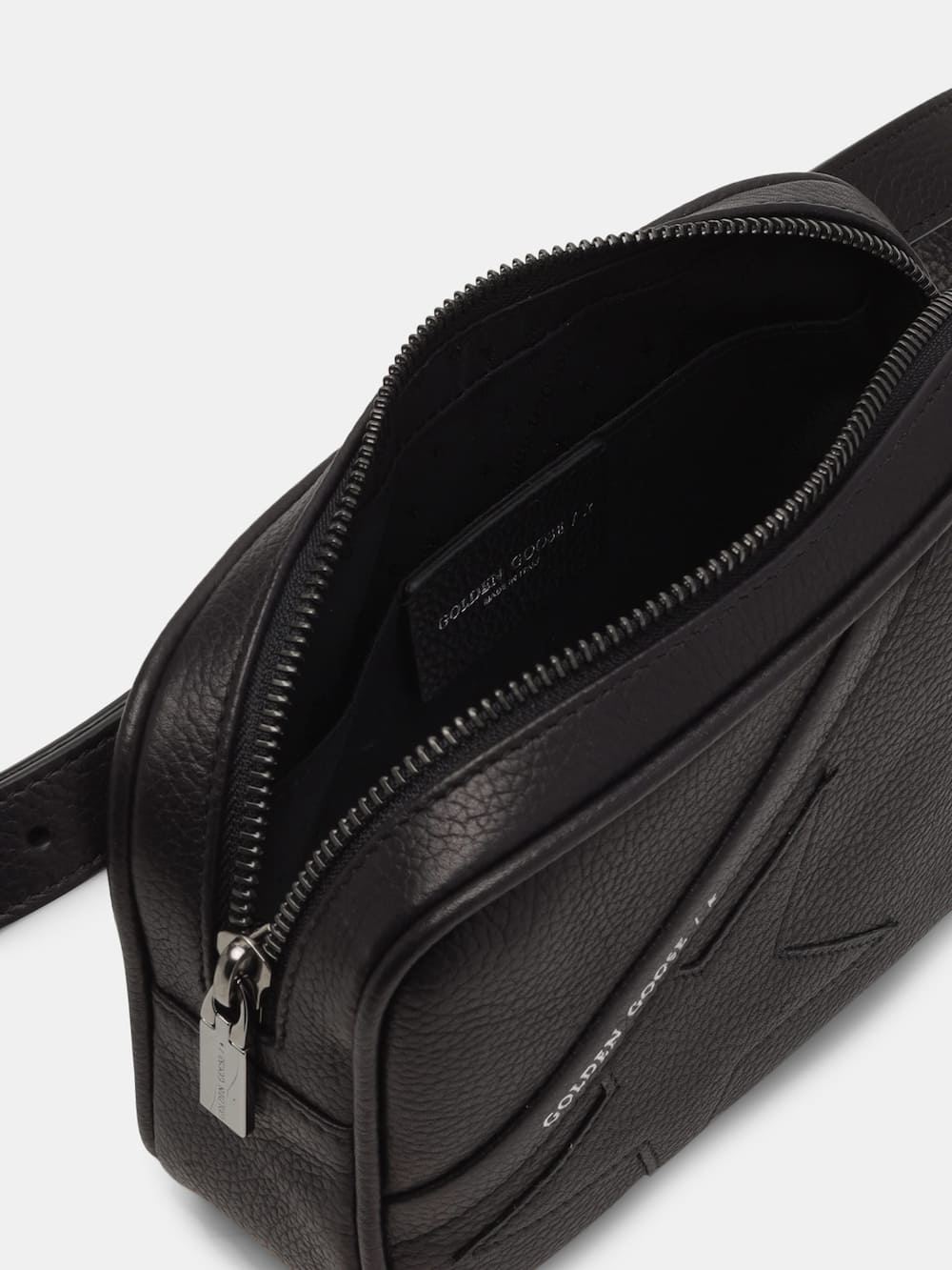 Golden Goose - Black Star Belt Bag made of hammered leather in 