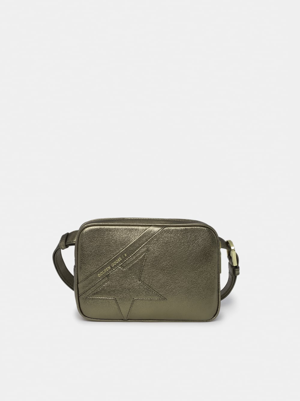 Golden Goose - Sac Star Belt Bag en cuir lamé vert in 