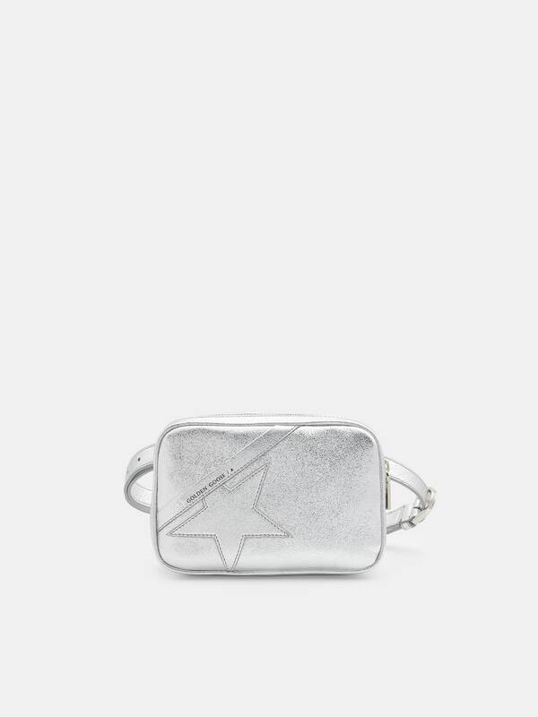 Star Belt Bag made of silver laminated leather