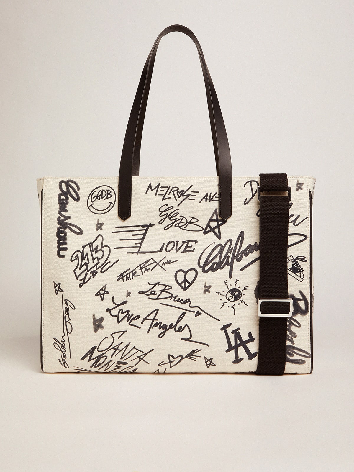 Golden Goose - Women's California Bag East-West white with graffiti print in 