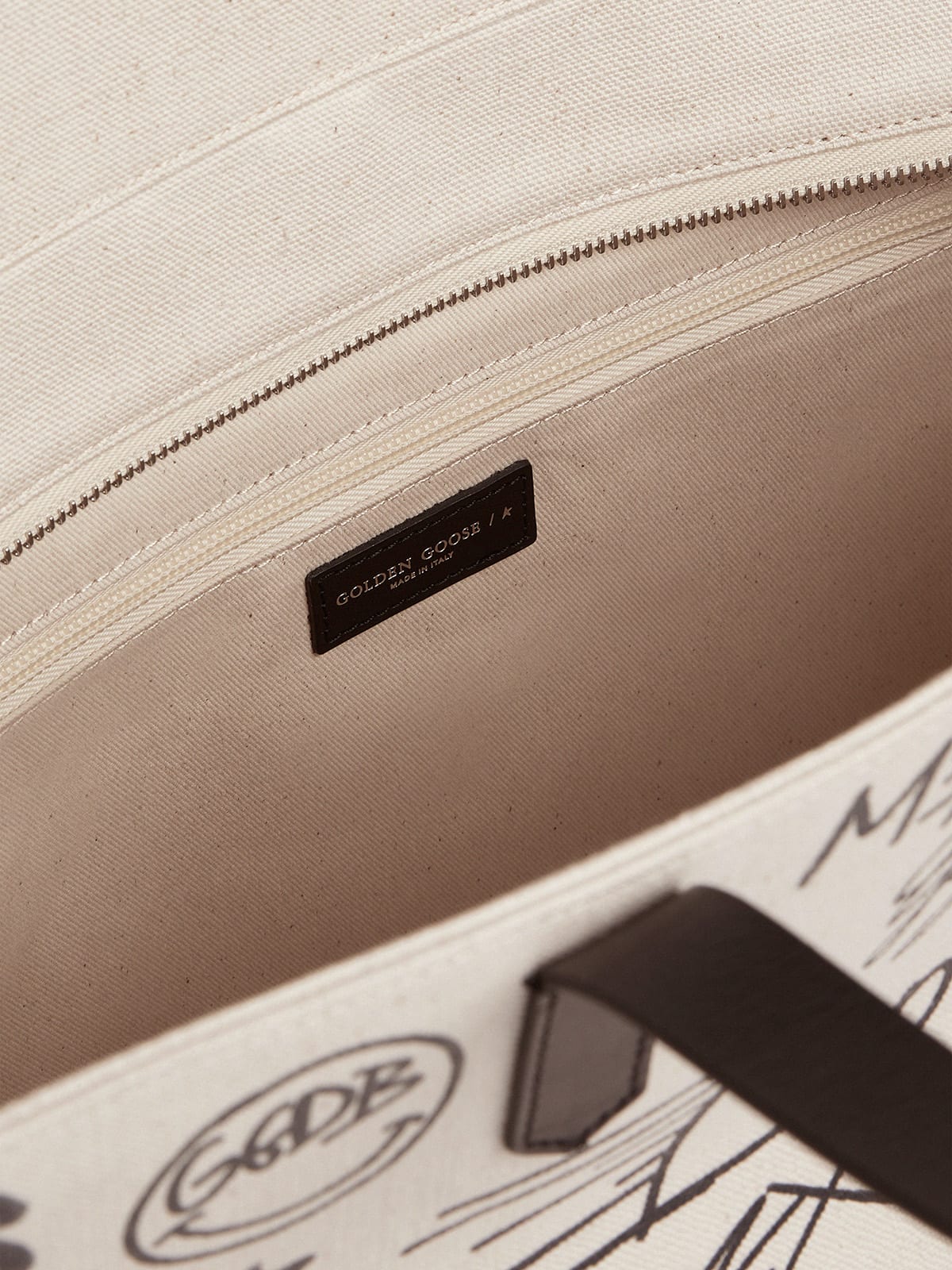 Golden Goose - Women's California Bag East-West white with graffiti print in 