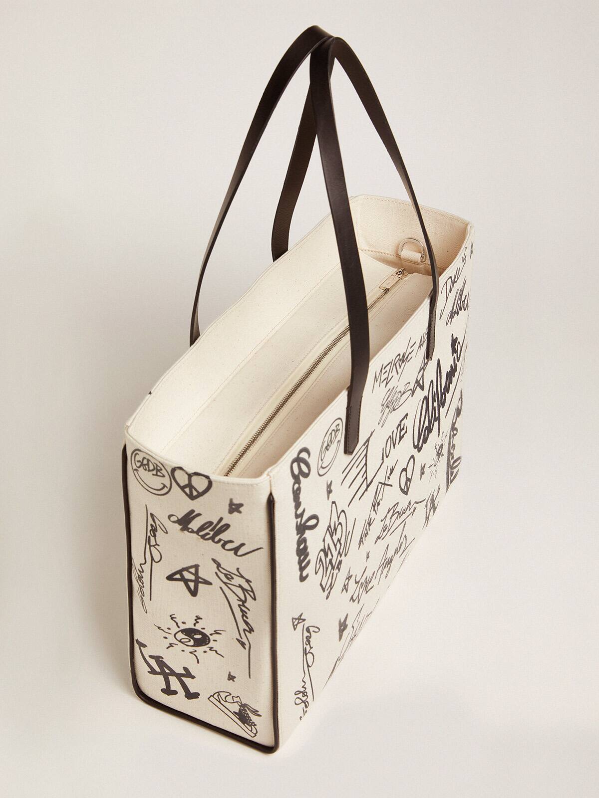 Golden Goose - Women's California Bag East-West white with graffiti print in 