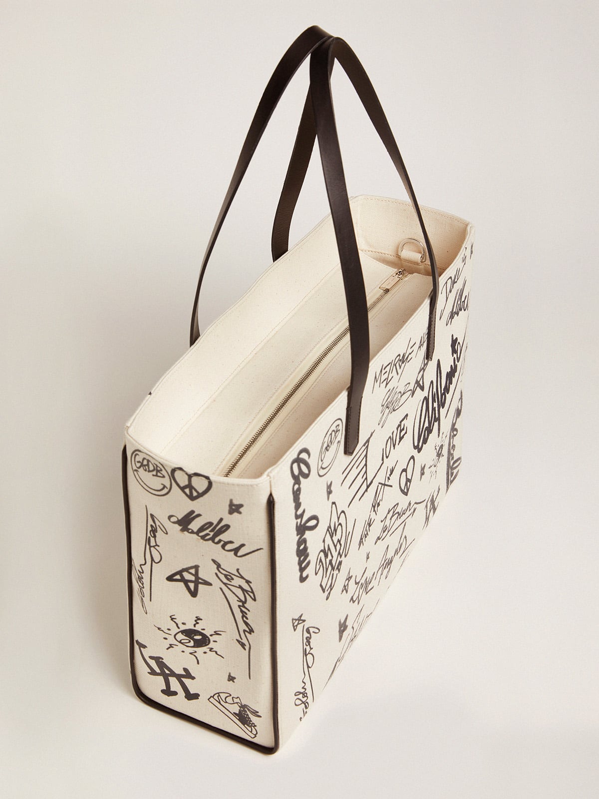 Golden Goose - Women's California Bag East-West white with graffiti print in 
