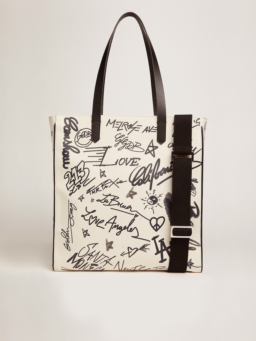 Golden Goose - Women's California Bag North-South white with graffiti print in 