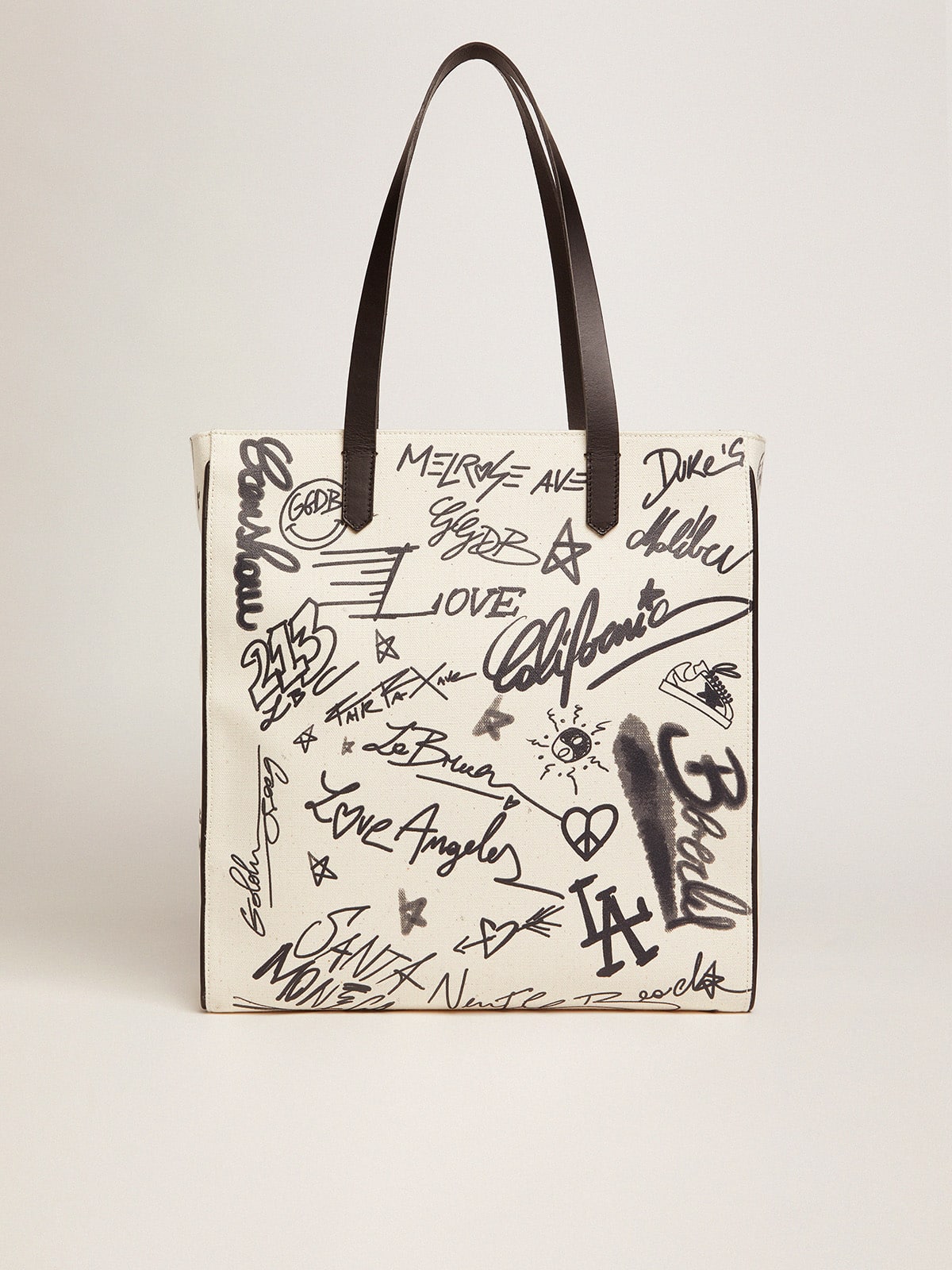 Golden Goose - California Bag North-South blanco con estampado de grafiti in 