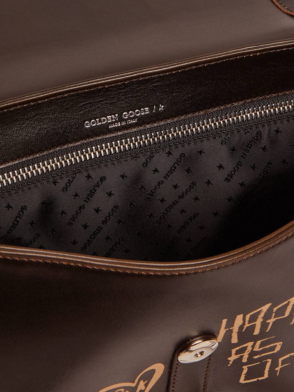 Golden Goose - Tasche Rodeo Bag Medium aus schwarzem Leder mit Kontrastschrift in 
