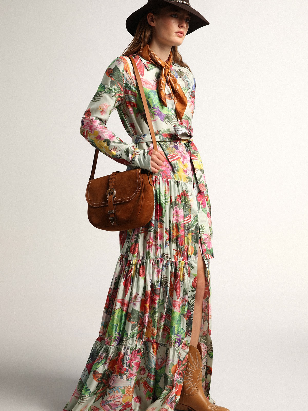 Golden Goose - Women's medium Rodeo Bag in rum-colored suede in 