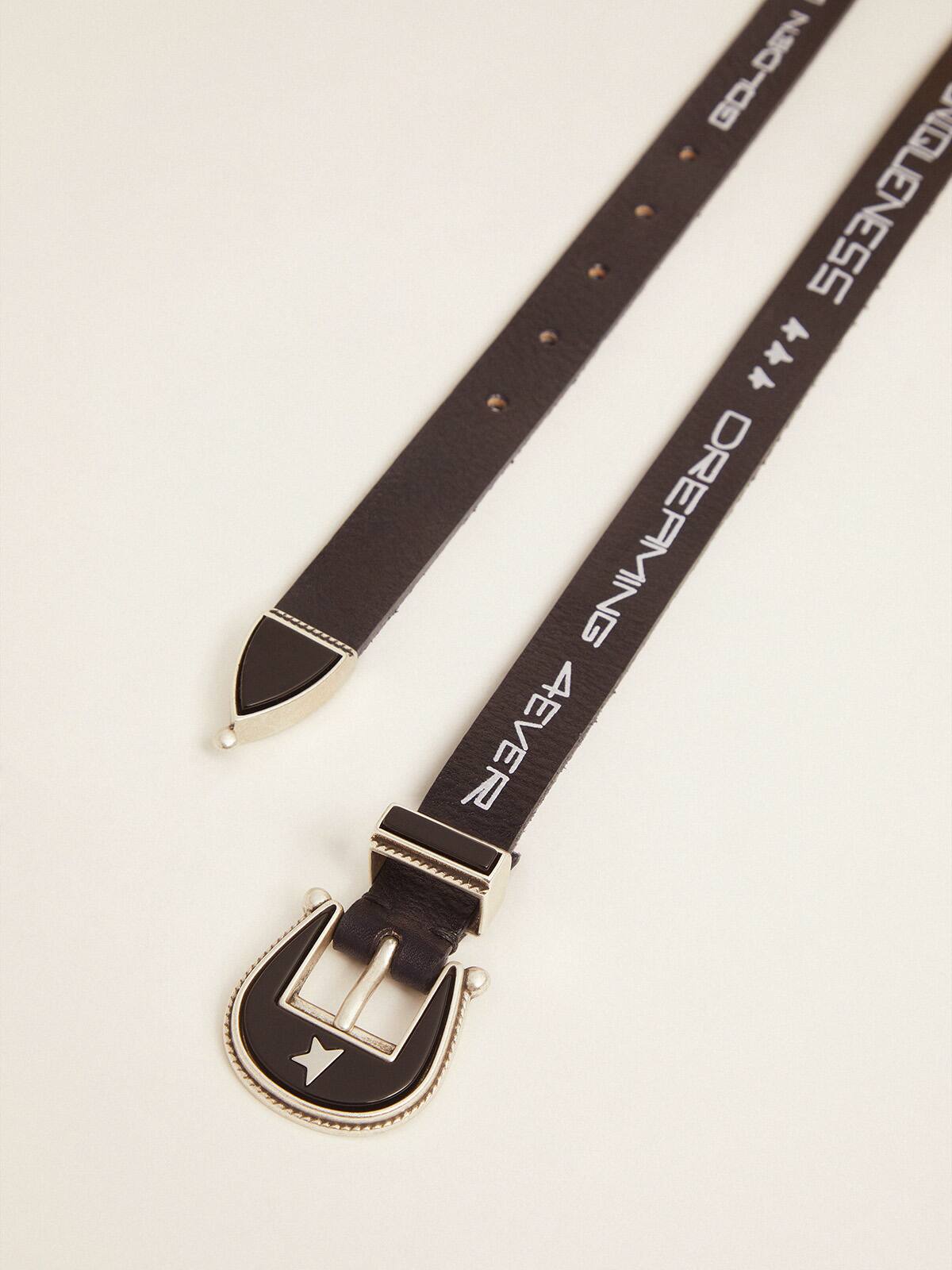 Golden Goose - Rodeo belt in black leather with contrasting handwritten lettering     in 