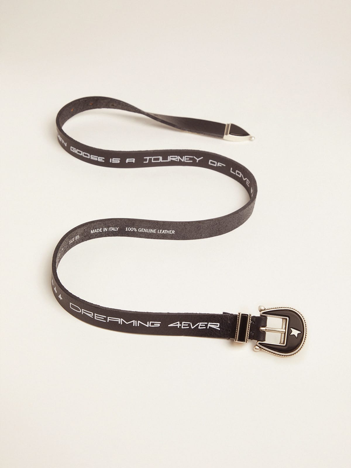 Golden Goose - Rodeo belt in black leather with contrasting handwritten lettering     in 