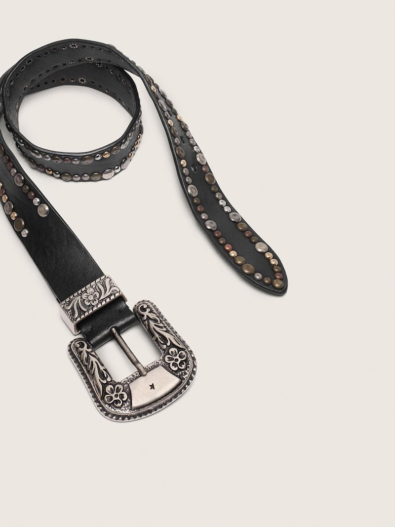 Golden Goose - Cintur&oacute;n de piel negra con tachuelas para mujer in 