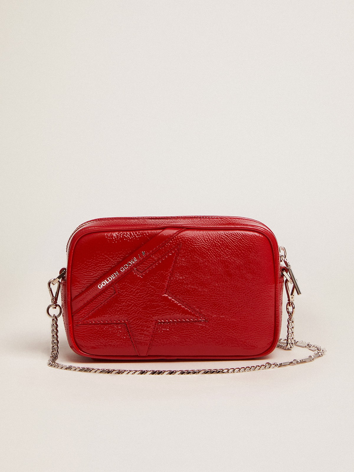 Golden Goose - Mini Star Bag in pelle verniciata rossa e stella ton sur ton in 