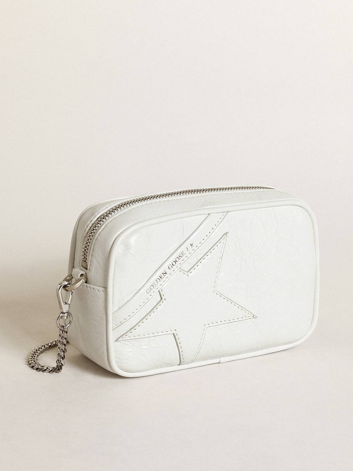 Women's Mini Star Bag in white glossy leather with tone-on-tone star