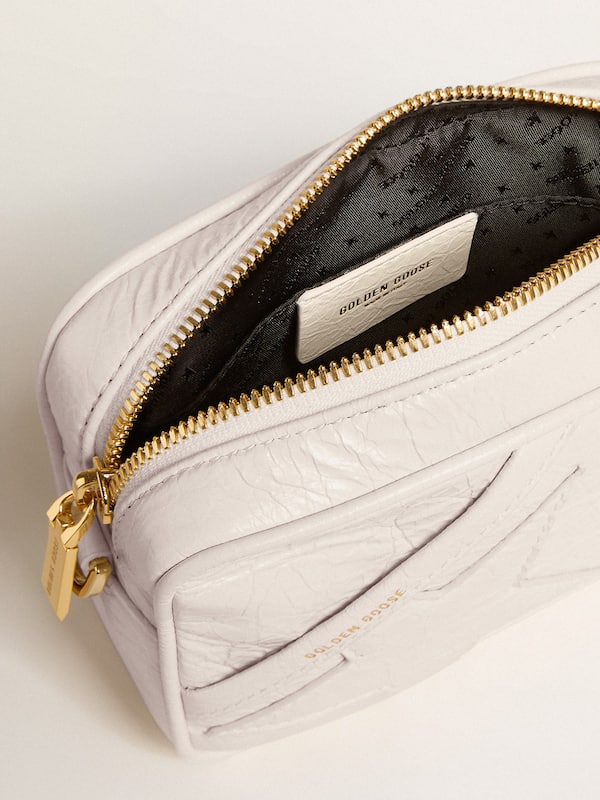 Golden Goose - Mini Star Bag in butter-white leather with tone-on-tone star in 