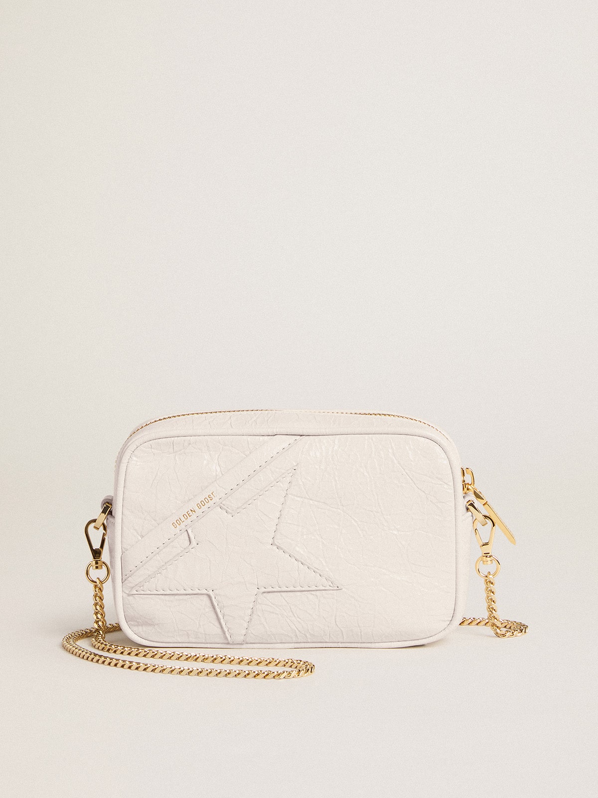 Golden Goose - Mini Star Bag de piel blanco mantequilla con estrella tono sobre tono in 