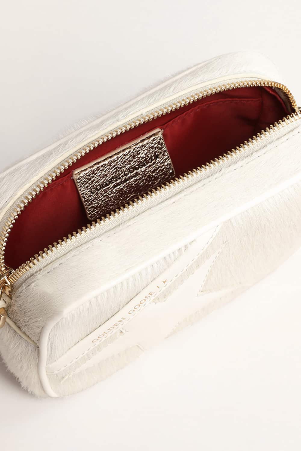 Golden Goose - Bolsa Mini Star Bag de couro branco heritage com estrela tom sobre tom in 