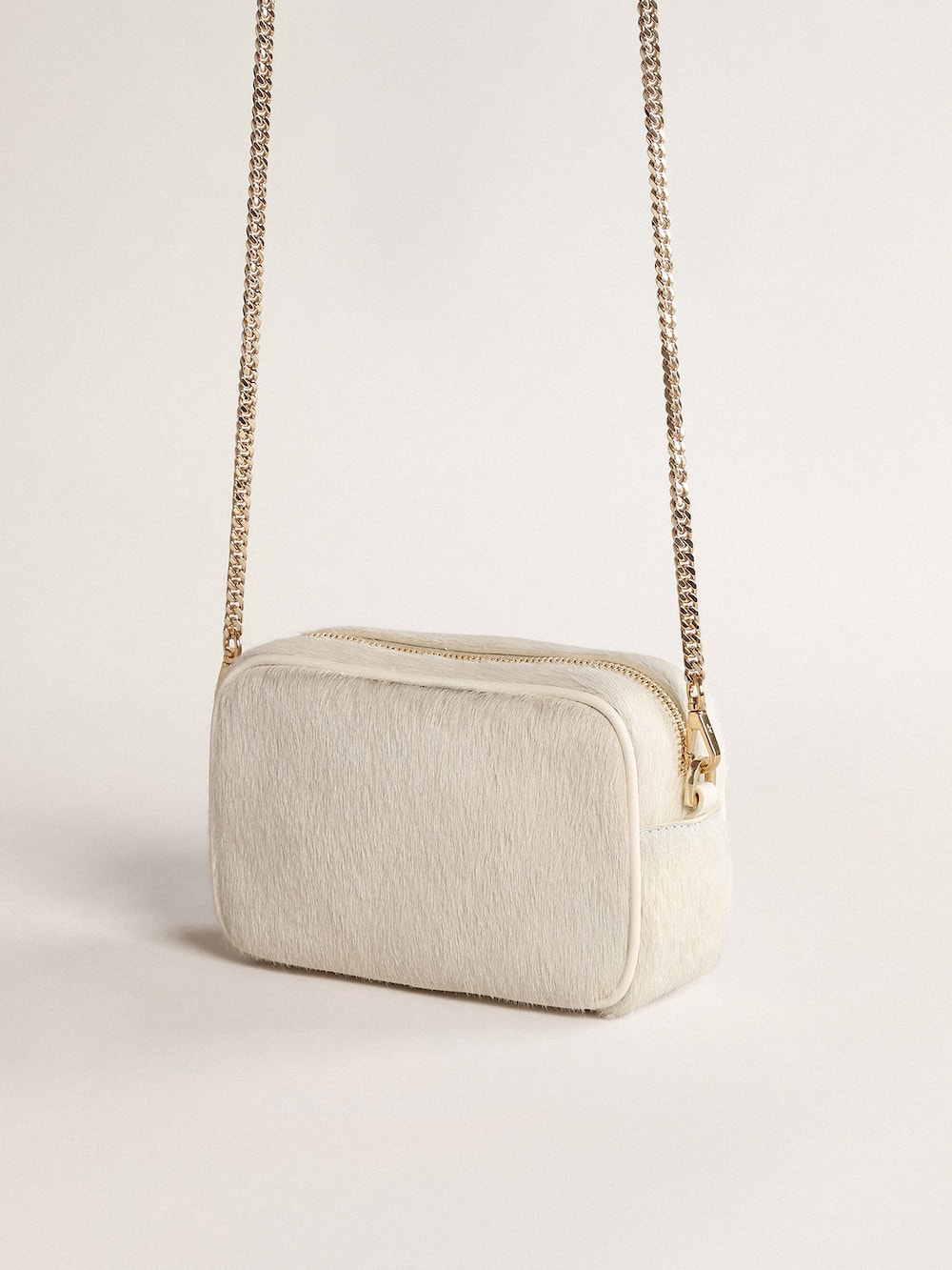 Golden Goose - Mini Star Bag de piel color blanco heritage con estrella tono sobre tono in 