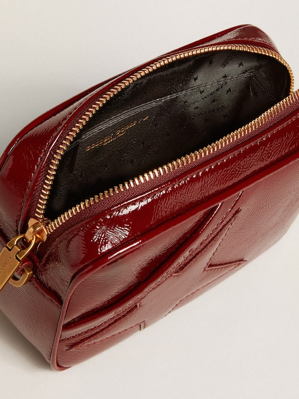 Golden Goose - Mini Star Bag in burgundy patent leather with tone-on-tone star in 