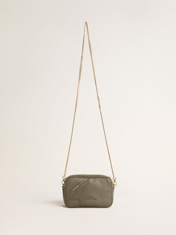 Golden Goose - Mini Star Bag en cuir vert sauge avec étoile ton sur ton in 