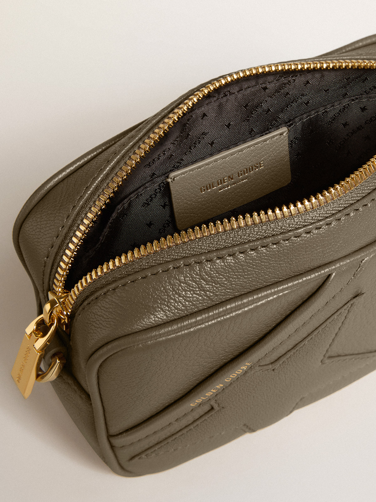 Golden Goose - Mini Star Bag in sage-green leather with tone-on-tone star in