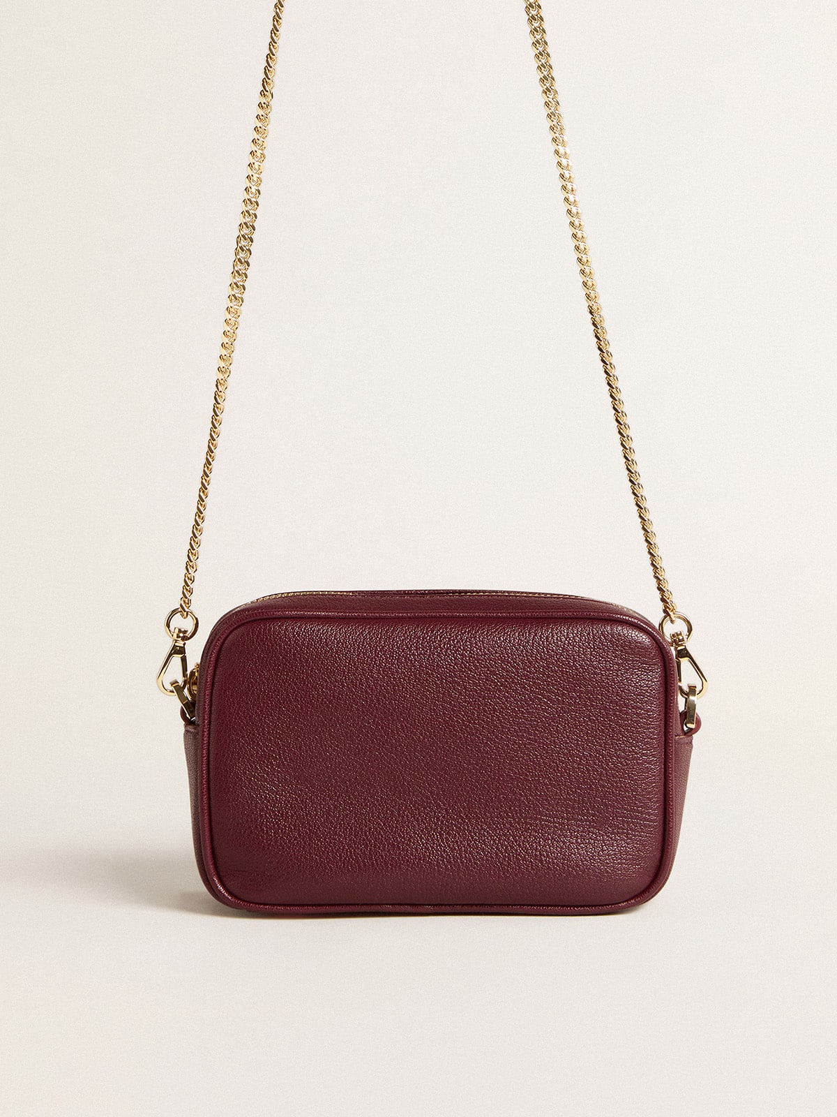 Golden Goose - Mini Star Bag en cuir vin rouge avec étoile ton sur ton in 