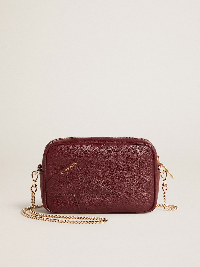 Mini Star Bag en cuir vin rouge avec étoile ton sur ton