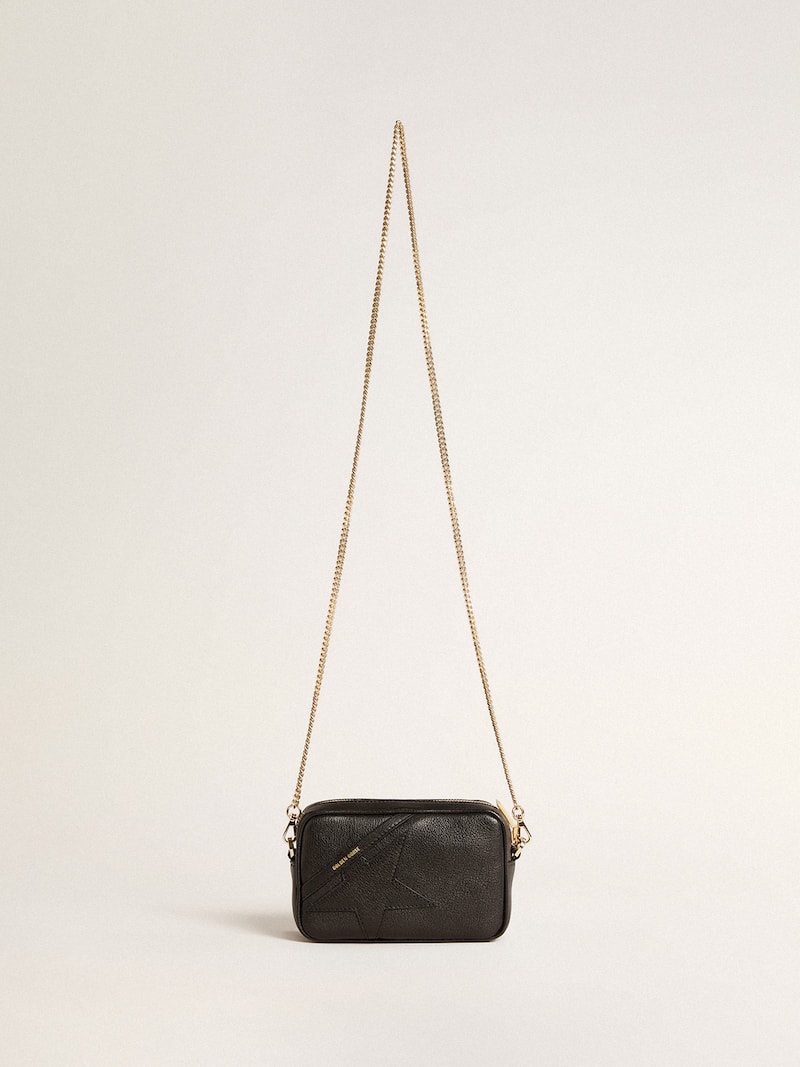 Golden Goose - Mini Star Bag en cuir noir avec &eacute;toile ton sur ton in 