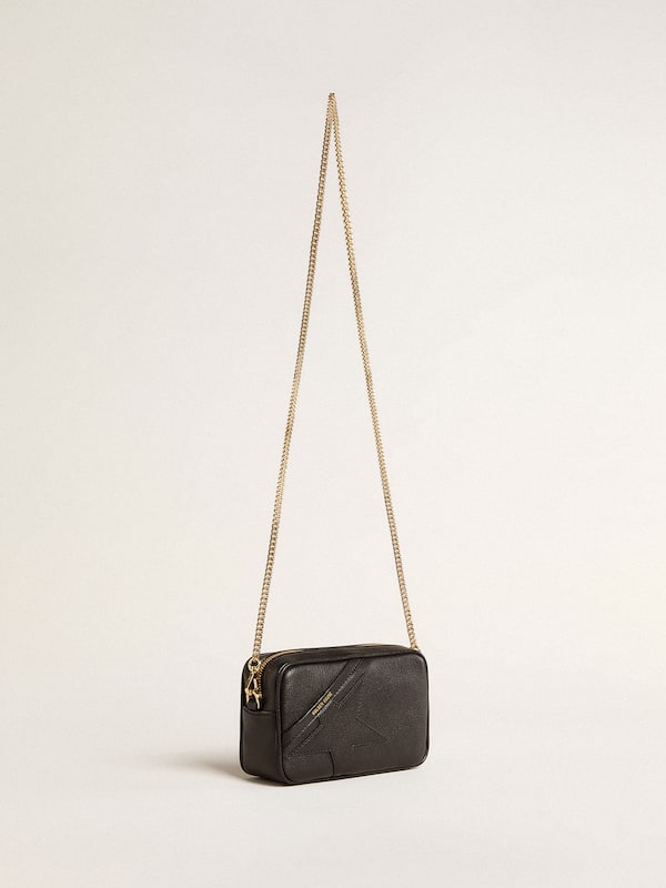 Golden Goose - Mini Star Bag en cuir noir avec étoile ton sur ton in 
