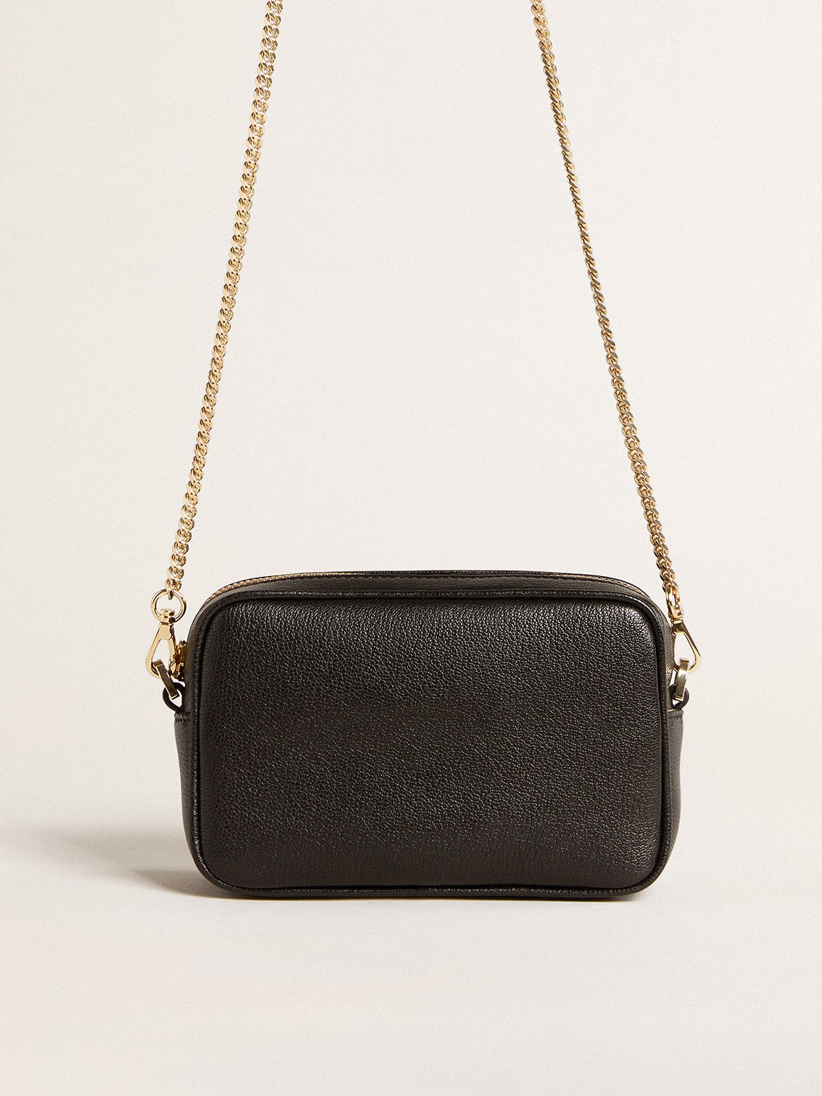 Golden Goose - Mini Star Bag en cuir noir avec étoile ton sur ton in 