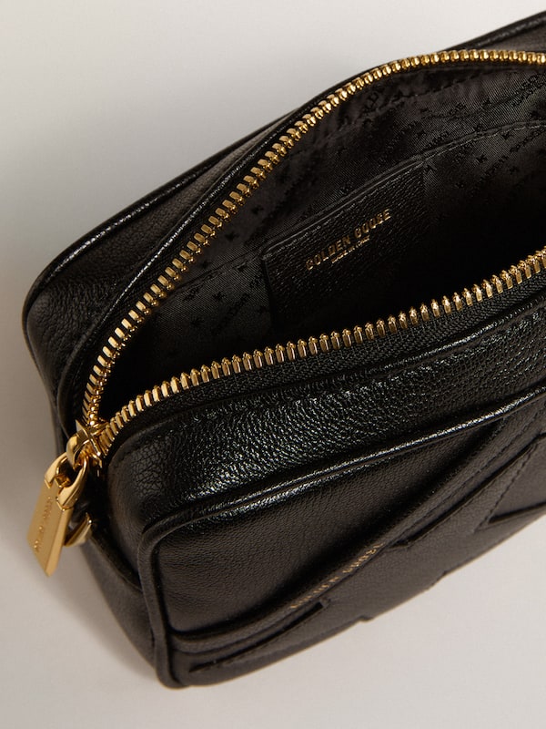 Golden Goose - Mini Star Bag en cuir noir avec étoile ton sur ton in 
