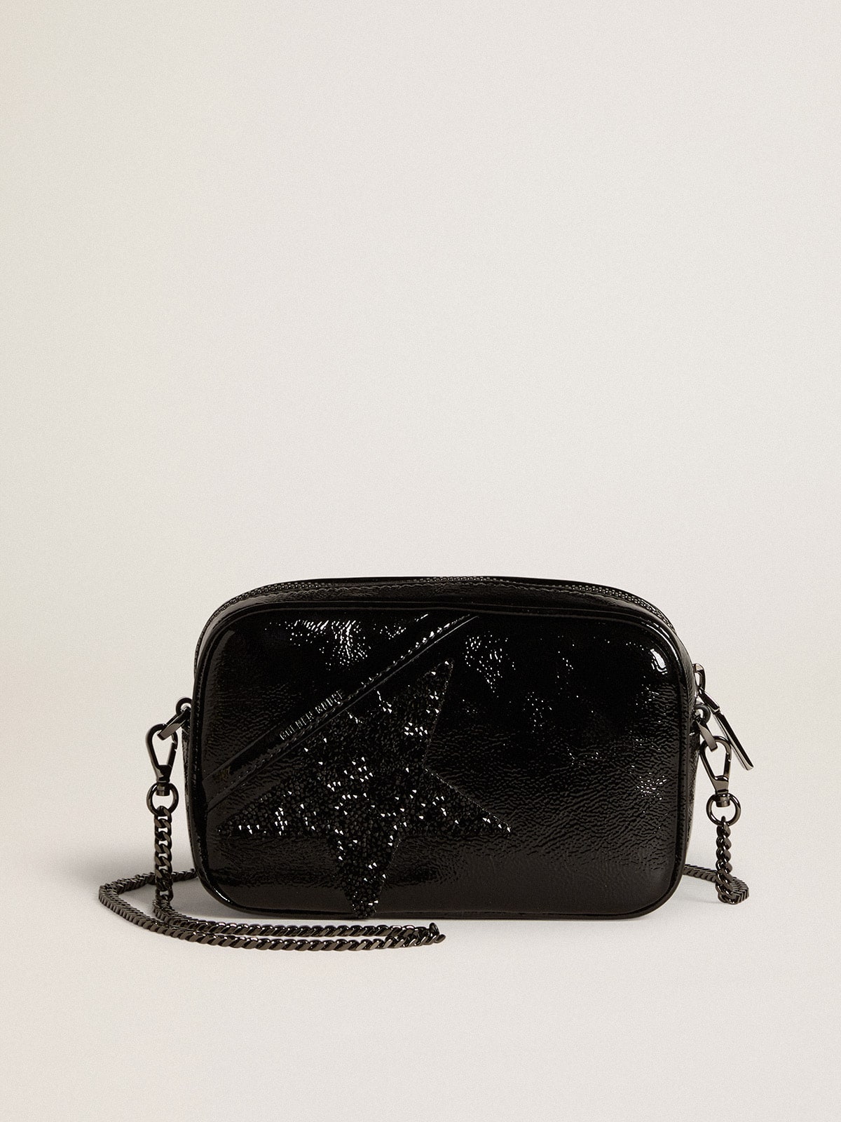 Mini Star Bag in black leather with Swarovski crystal star Golden Goose