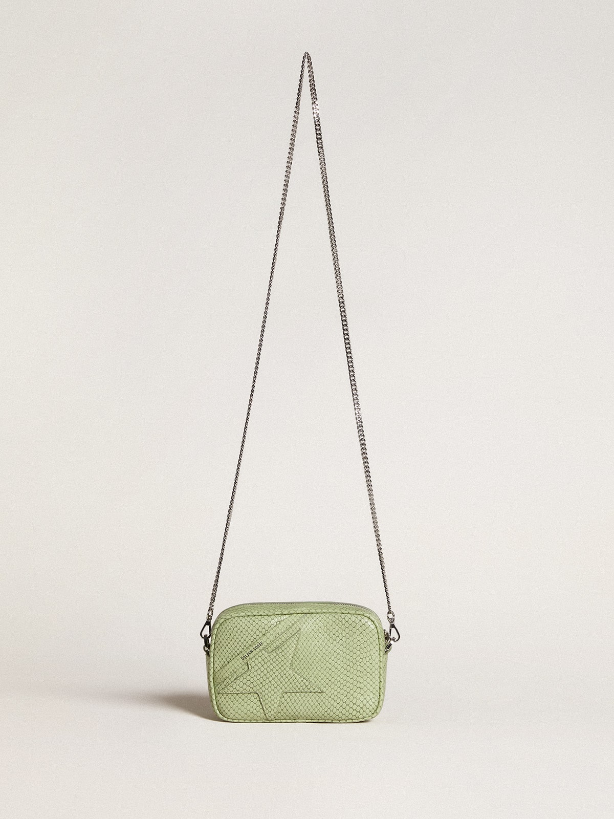 Golden Goose - Mini Star Bag in pelle con stampa pitonata color verde chiaro in 