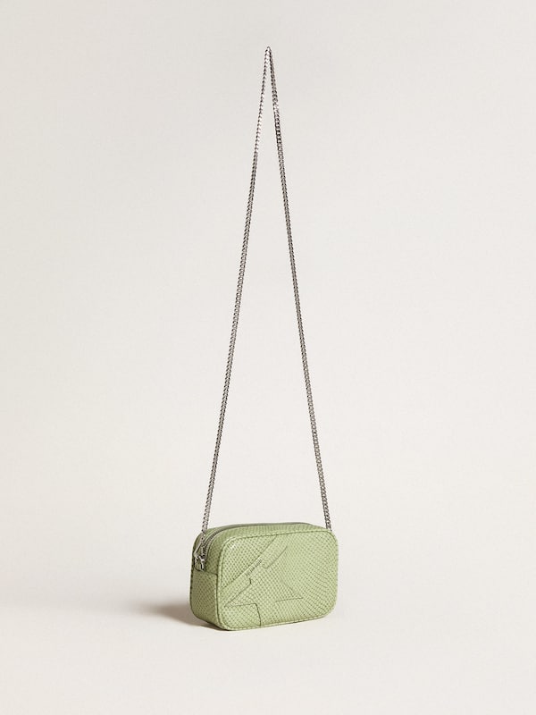 Golden Goose - Mini Star Bag in light green snake-print leather in 