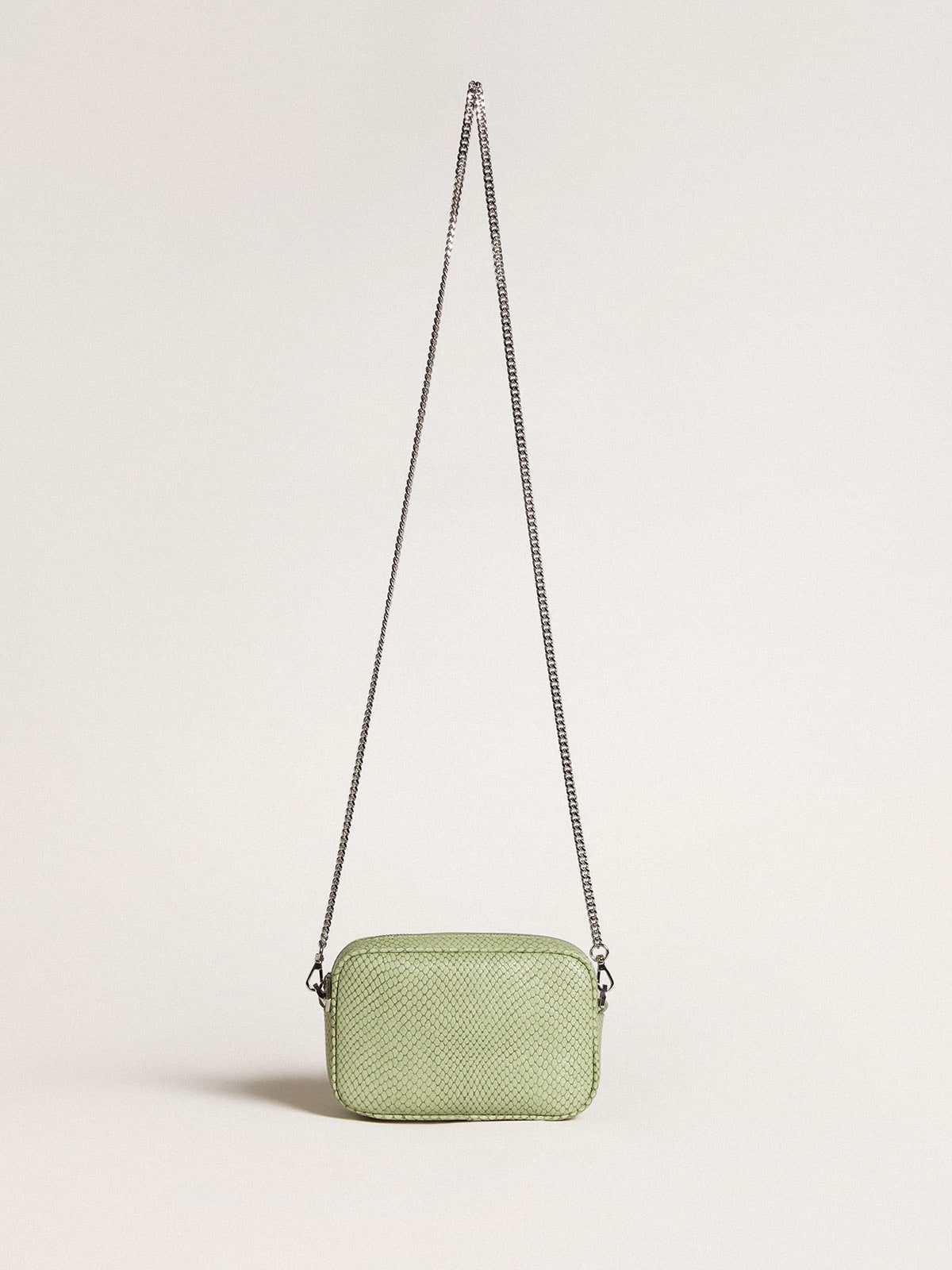 Golden Goose - Mini Star Bag in pelle con stampa pitonata color verde chiaro in 